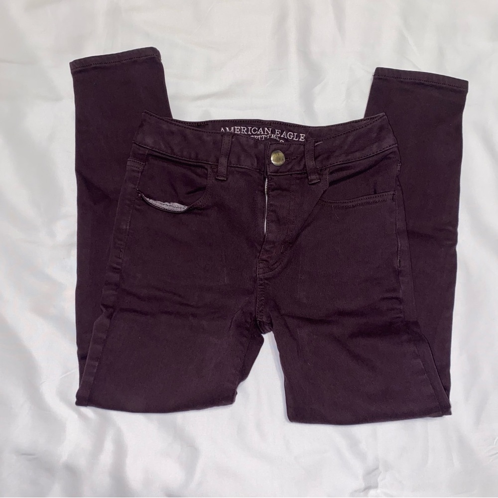 American Eagle Outfitters Women's Dark Plum Skinny Jeans